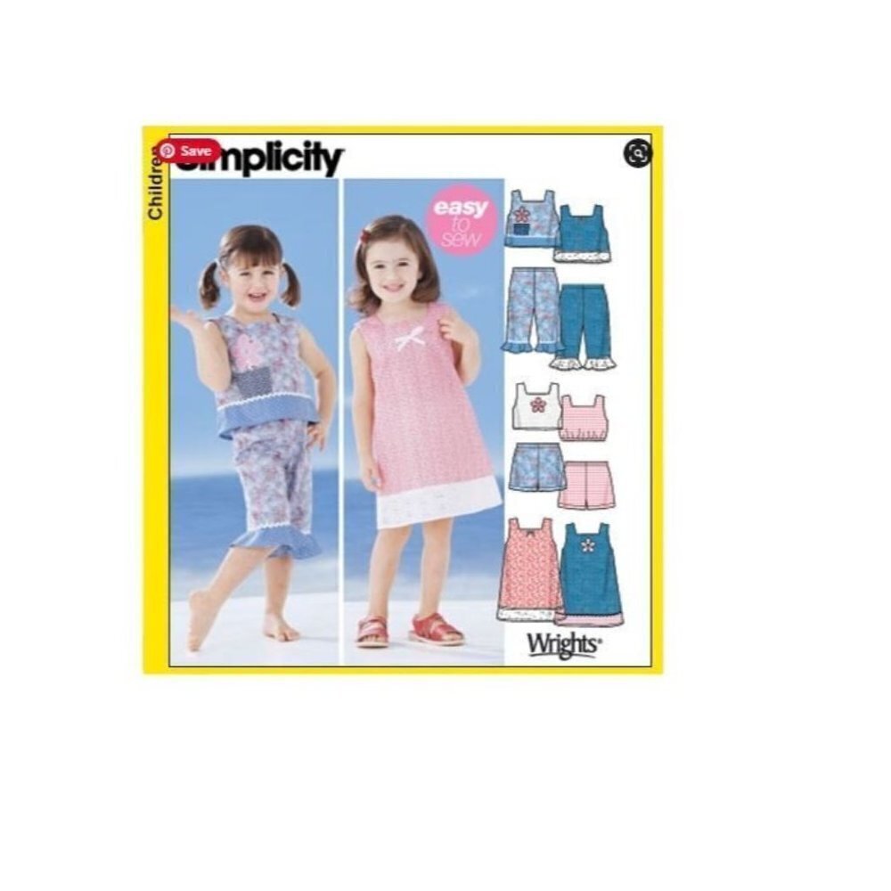 Simplicity Sewing Pattern 5157 Dress Top‎ Capri Pants Shorts Toddlers Size 1/2-4